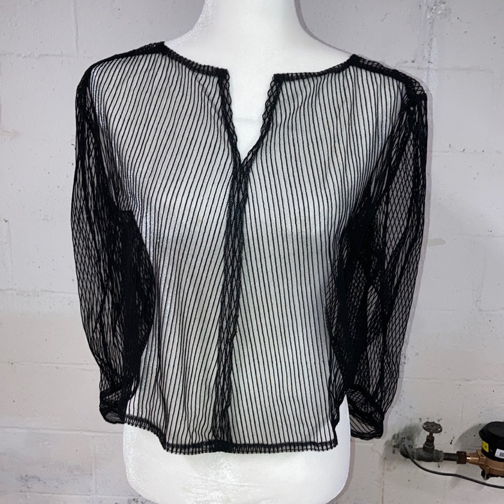 Vintage Tagless Black Sheer Blouse